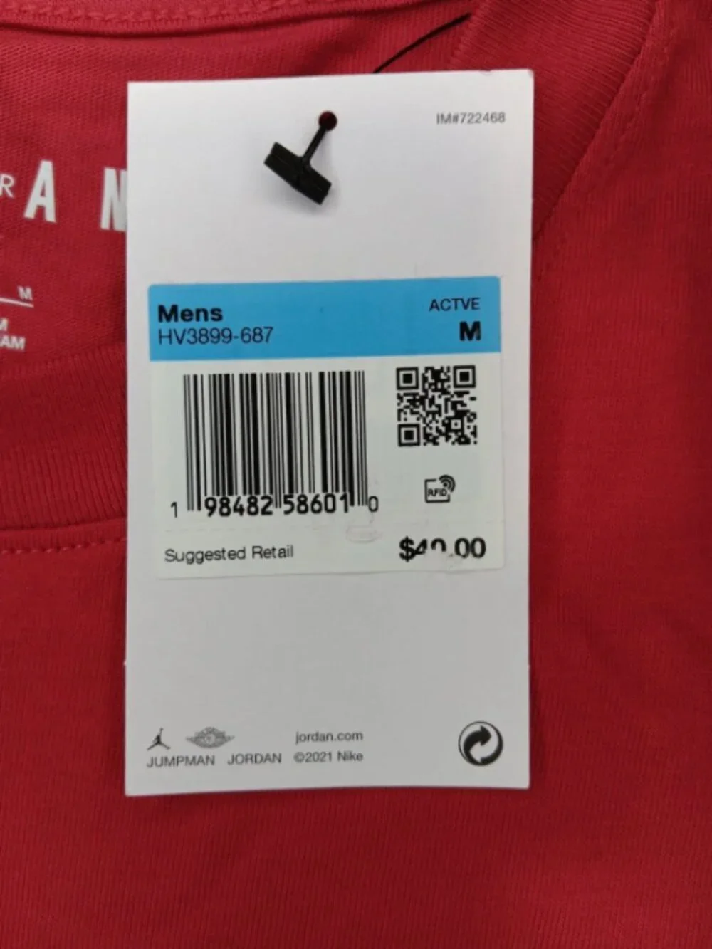 Nike Men's Jordan NC World Tour Graphic Red T Shirt Size Medium Short Sleeve